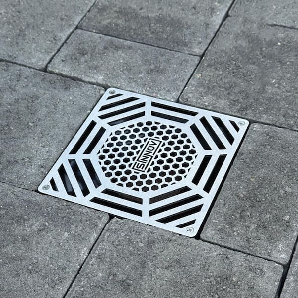 6 in. Premium Stainless Steel Heavy Duty Square Paver Drain Grate for Multiple Pipe Sizes-Drainage Cover Made in USA