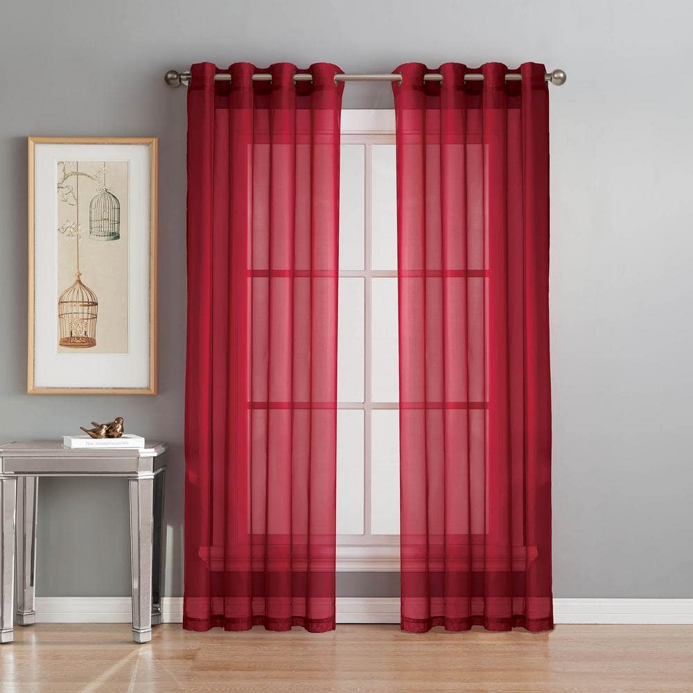 Window Elements Red Extra Wide Grommet Sheer Curtain 56 In W X 90 In L Ymc003119 The Home Depot Window Elements Red Extra Wide Grommet Sheer Curtain 56 In W X 90 In L Ymc003119 The Home Depot