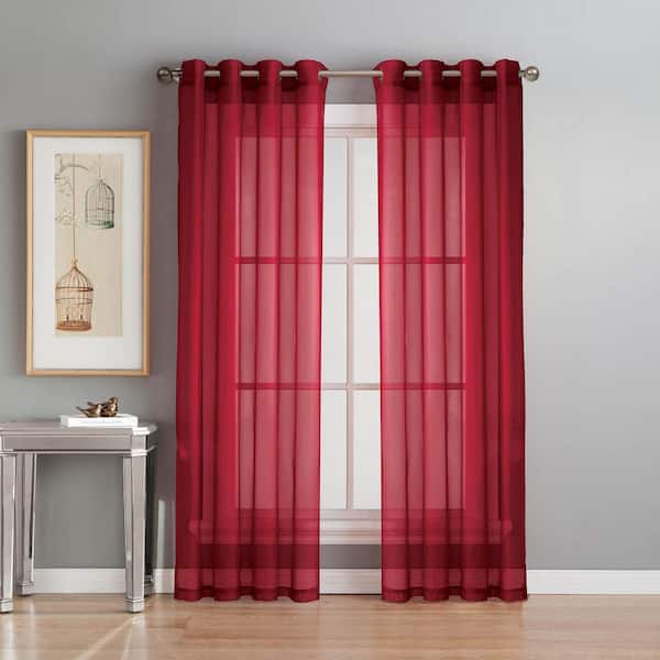 Window Elements Red Extra Wide Grommet, Red Window Curtains