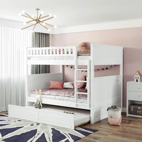 Qualler Henry White Full Over Full Separable Bunk Bed with Twin