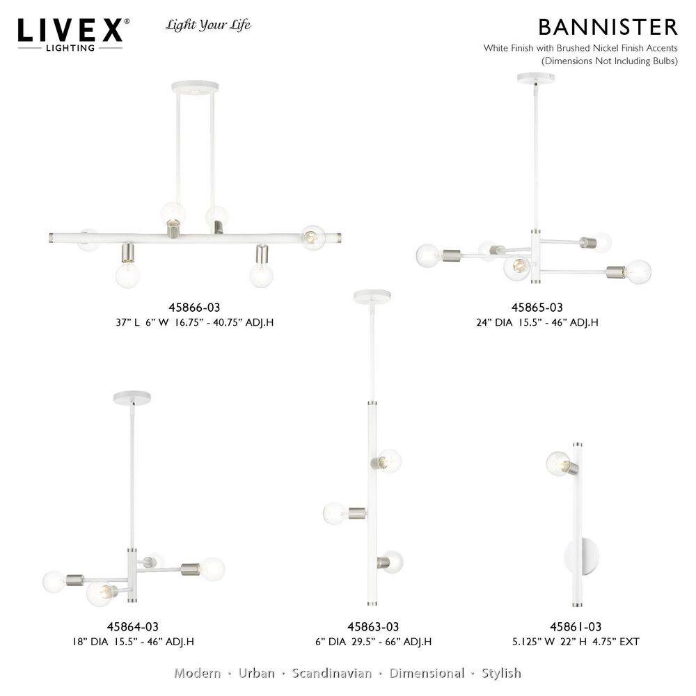 White Mini 4-Light Chandelier with Nickel Accents