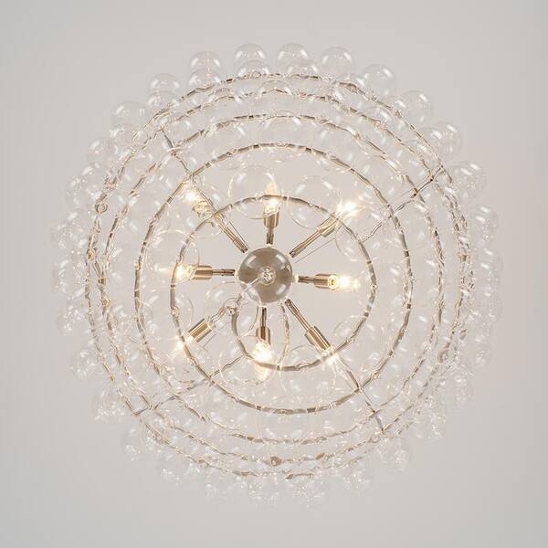 Y'INSP Seraphina 34.6 in. 8-Light Modern Polished Nickel Cluster