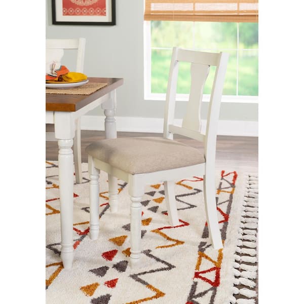 Linon Home Decor Angie Vanilla White Polyester Dining Side Chair Set of 2