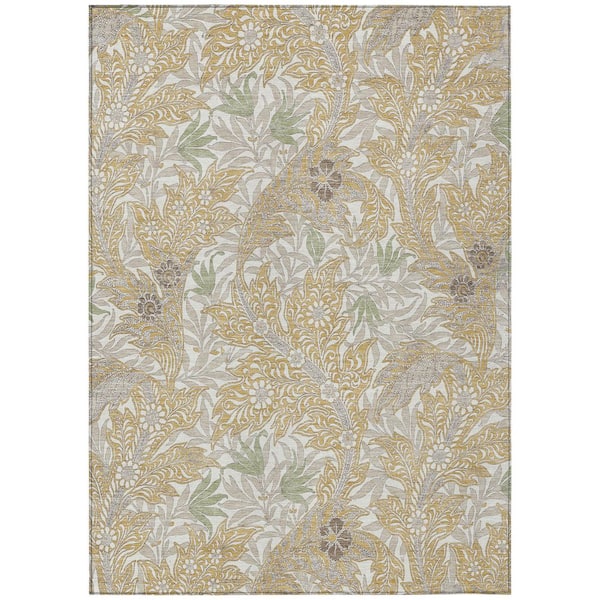 Chantille Machine Washable Indoor/Outdoor Abstract ACN2753 Gold 5 ft. x 7 ft. 6 in. Area Rug