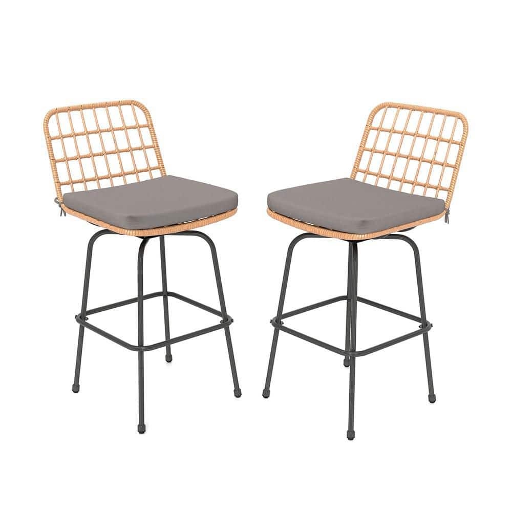 Patio Swivel Barstools Set of 2 with Soft Seat Cushions-Gray price history on PriceWatchPro