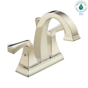 Dryden 4 in. Centerset 2-Handle Bathroom Faucet with Metal Drain Assembly in Polished Nickel