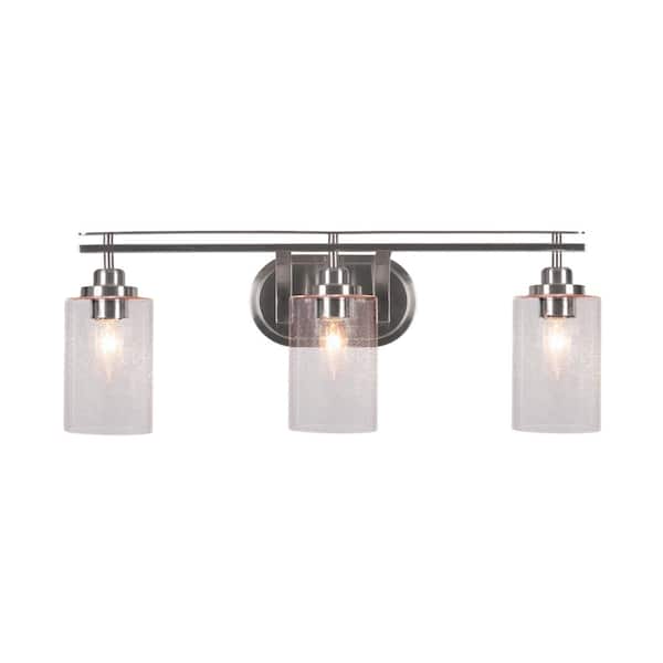 Unbranded Monroe 25.75 in. 3-Light Brushed Nickel Vanity Light 4 in. Clear Bubble Glass Shade No Bulbs Included