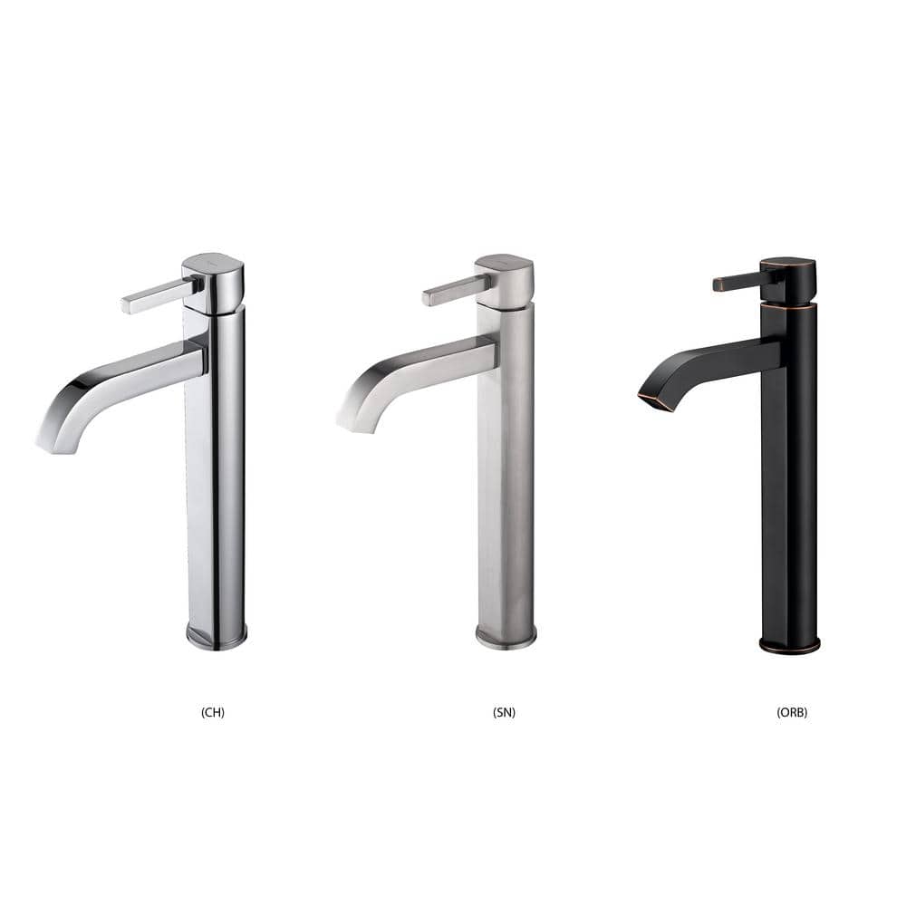 Ice-Blue Glass Round Vessel Sink with Oil Rubbed Bronze Faucet