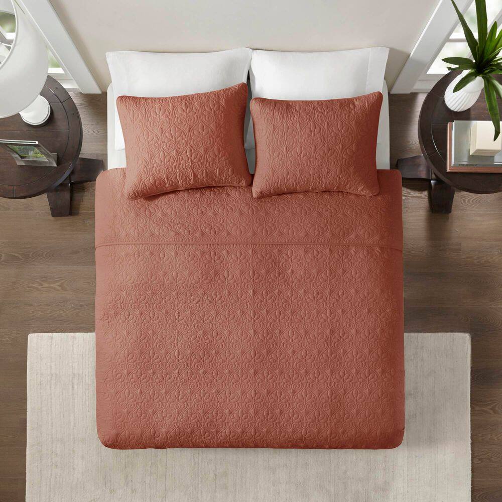 Clay Red King Microfiber Reversible Bedspread Set