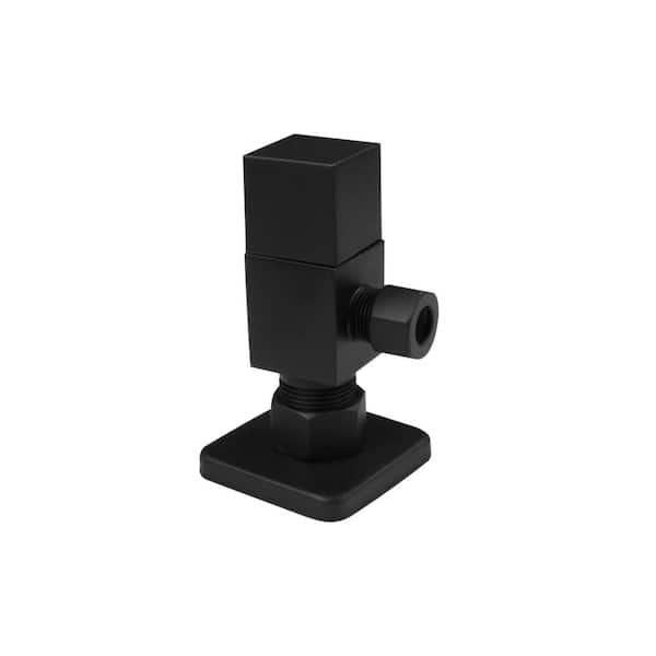 Westbrass 1/2 in. Nominal Compression Inlet x 3/8 in. O.D. Compression Outlet 1/4-Turn Square Angle Valve, Matte Black