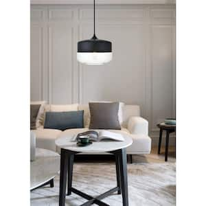 Timeless Home Ada 1-Light Pendant in Black with 9.8 in. W x 7.1 in. H Clear Glass Shade