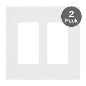 Claro 2 Gang Wall Plate for Decorator/Rocker Switches, Gloss, White (2-Pack)
