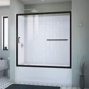 Infinity-Z 60 in. W x 60 in. H Sliding Semi-Frameless Shower Door in Matte Black Finish with Clear Glass