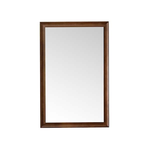 James Martin Vanities Glenbrooke 26 in. W x 40 in. H Rectangular Framed Wall Mount Bathroom Vanity Mirror in Mid-Century Walnut