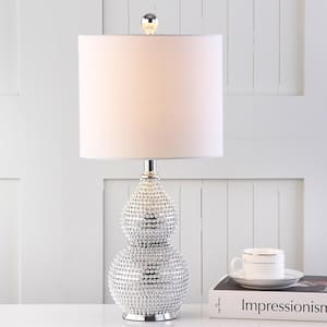 Clarabel 20 in. Silver Beaded Table Lamp with Off-White Shade