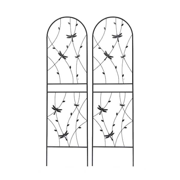 71 in. Outdoor Garden Metal Rustproof Plant Climbing Trellis Black, 2 Pieces