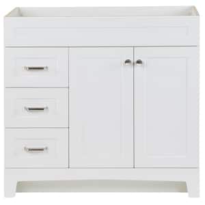 Thornbriar 36 in. W x 22 in. D x 34 in. H Left Side Drawers Vanity Cabinet without Top in White