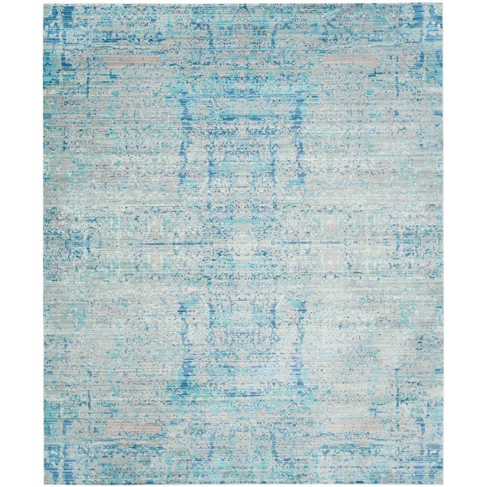 Luminous Light Blue Abstract 8' x 10' Synthetic Area Rug