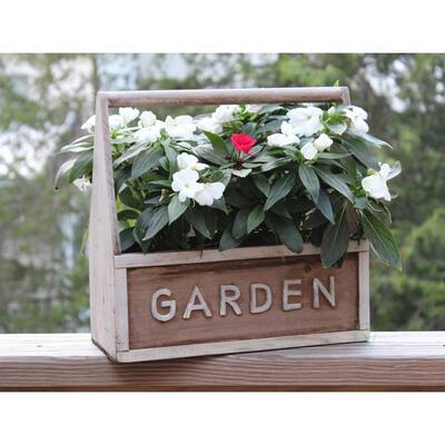 13 in. x 5.5 in. x 12.5 in. Distressed Wood Garden Carry Planter