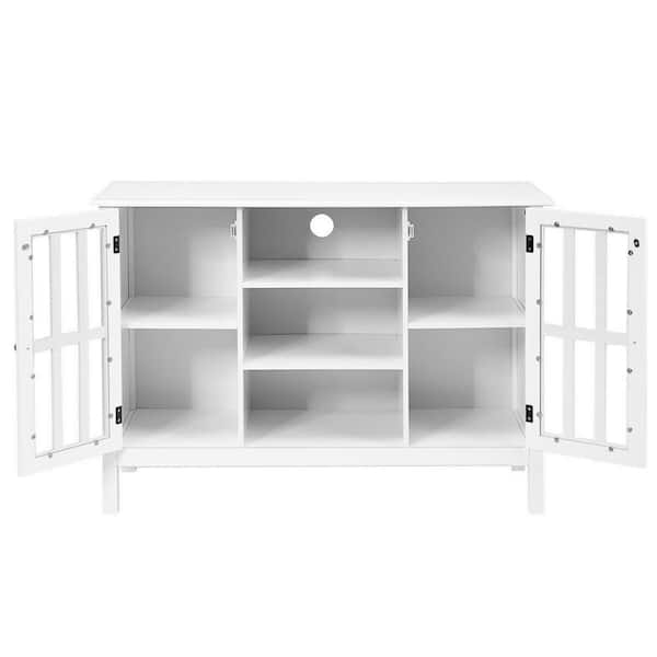 Gymax 43 in. W Wood TV Stand Entertainment Media Center Console for TV up to 50'' White