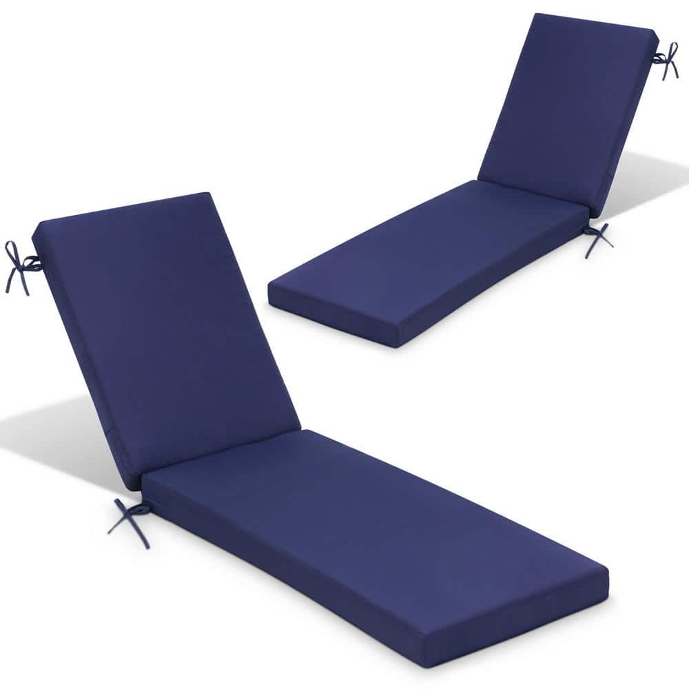 71.5 in. x 20.5 in. 2-Piece Outdoor Chaise lounge Cushion in Navy Blue