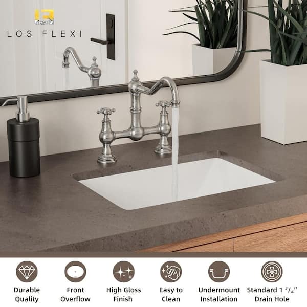 Los Flexi 18 in. Undermount Bathroom Sink Rectangle in White