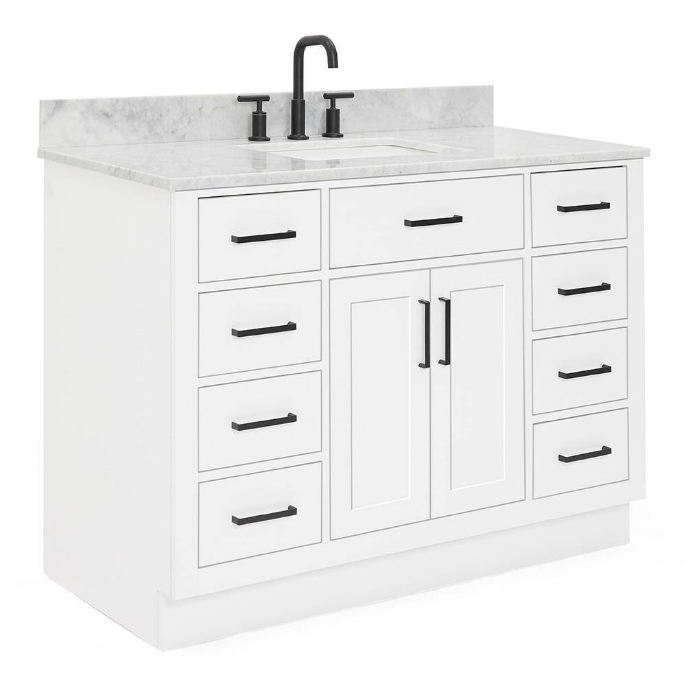 Hepburn 49" White Marble Top Single Basin Vanity Set