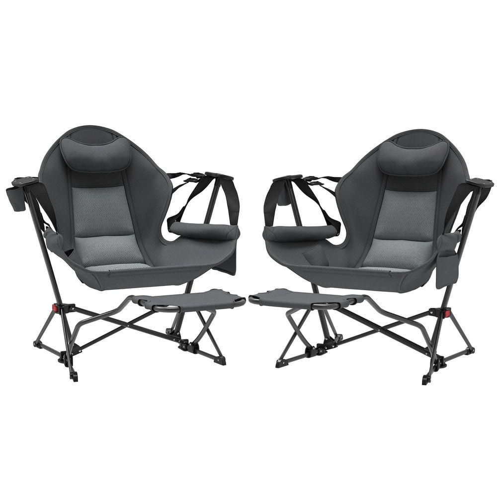 Hammock Camping Chair Set of 2, Adjustable Back Folding Rocking Chair with 