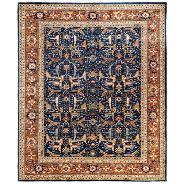 Serapi Blue 8 ft. x 10 ft. Tribal Wool Indoor Area Rug