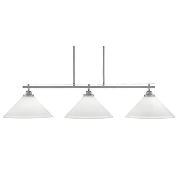 Unbranded Monroe 3-Light Brushed Nickel, Billiard Light, Any room with 12 in. White Muslin Glass Shades no bulbs included