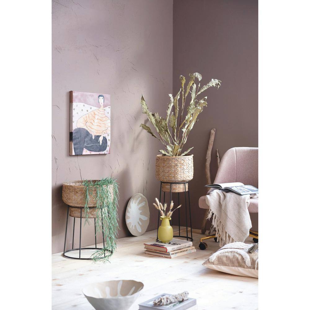 Hand-Painted Multicolor Canvas Wall Art with Sitting Figure