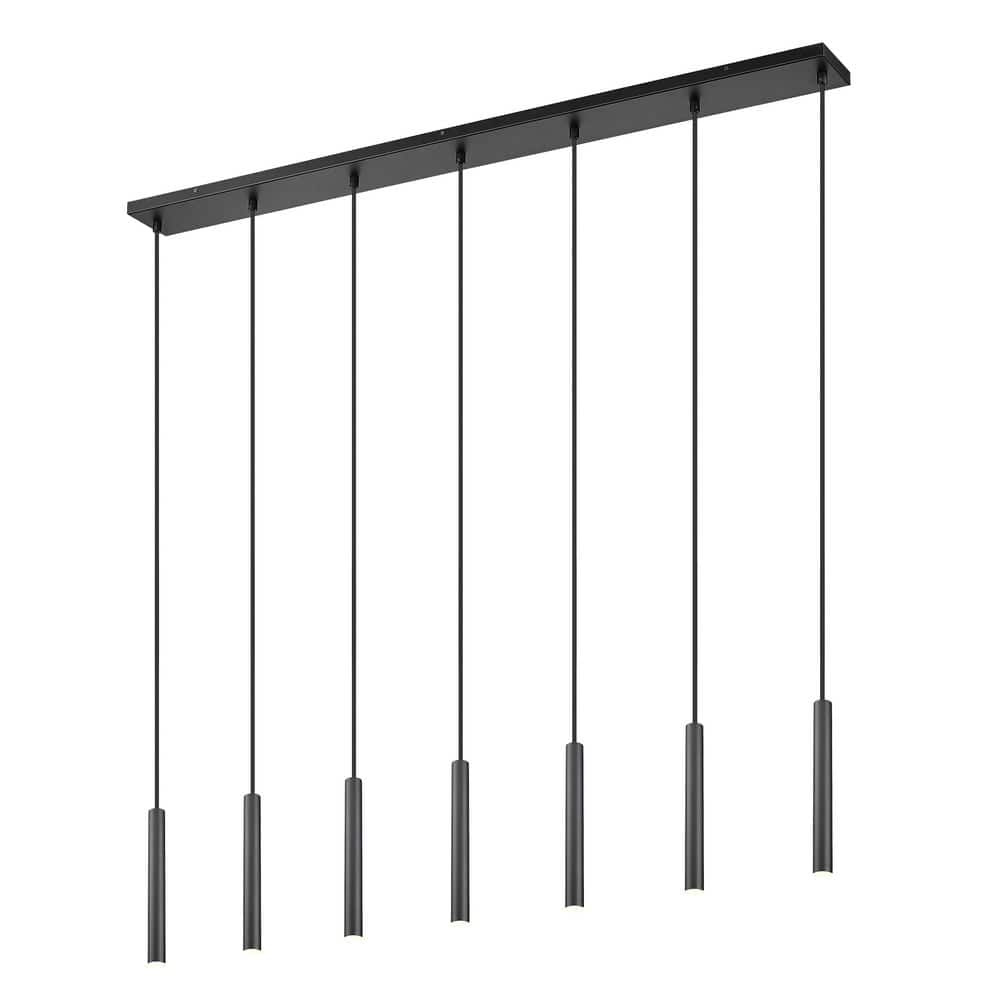 Forest 54 inch Matte Black 7 Light Integrated LED Linear Chandelier