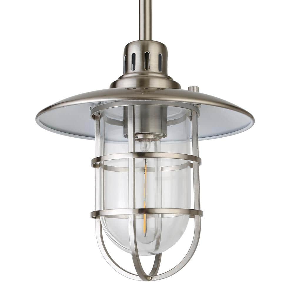 Coastal Brushed Nickel Globe Pendant Light with Glass Shade