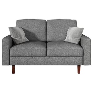 Isata 58 in. Light Gray Polyester 2-Seat Loveseat with Square Arms