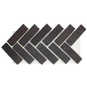 0.625 in. x 28 in. x 10.5 in. Brickwebb Black Canyon Thin Brick Sheets - Herringbone (Box of 4 Sheets)