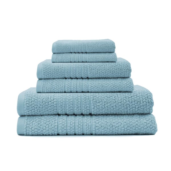 Espalma Softee 6-Piece Sky Blue Solid Cotton Bath Towel Set