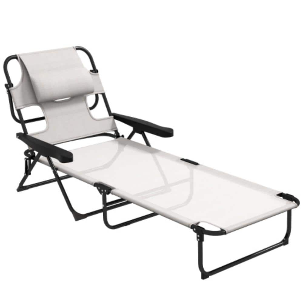 Black 1-Piece Metal Outdoor Patio Chaise Lounge with White Cushions price history on PriceWatchPro