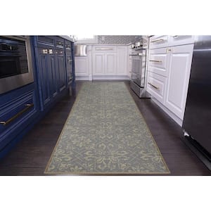 Trellis Floral Abstract Design Cut to Size Gray 26 " Width x Your Choice Length Custom Size Slip Resistant Runner rug