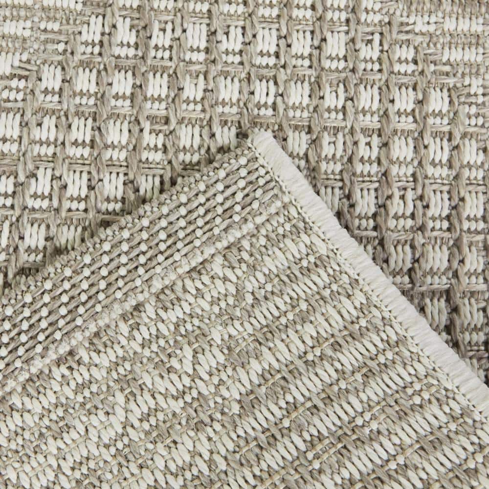 Chasewood White and Beige Geometric Synthetic Indoor/Outdoor Area Rug