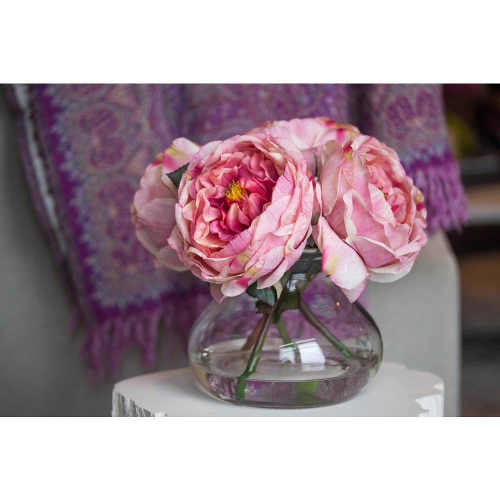 Elegant Rose Blossom 18" Pink Tabletop Arrangement with Vase