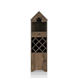 9-Bottle Marit Reclaimed Oak with Stemware Rack Novelty House Wine Cabinet