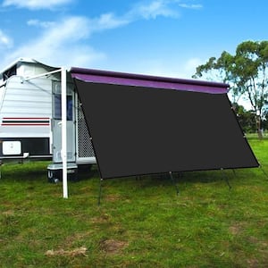 RV Awning Privacy Screen Shade Panel Kit Sunblock Shade Drop 8 x 20 ft., Black