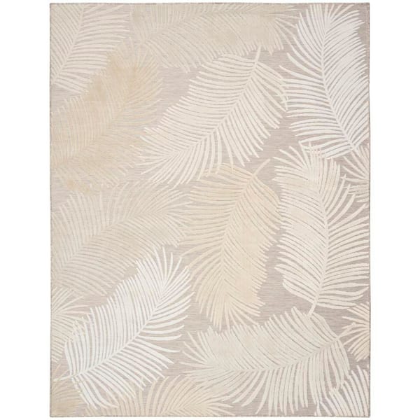 Suncoast Beige 9 ft. x 12 ft. Floral Contemporary Area Rug