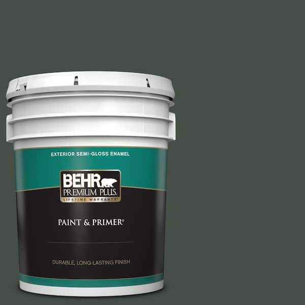 BEHR PREMIUM PLUS 5 gal. #PPF-55 Forest Floor Semi-Gloss Enamel Exterior Paint & Primer