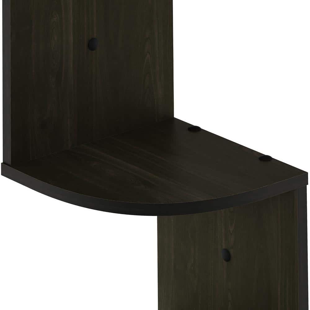 Espresso 5-Tier Floating Corner Wall Shelf