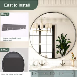 32 in. W x 32 in. H Round Black Aluminum Alloy Deep Framed Wall Mirror