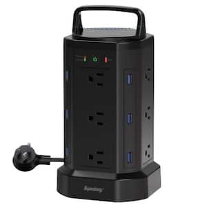 18-in-1 Smart USB Charging Station 12 AC Outlets-6 USB Power Strip Tower 6.5 ft. Long 2100J Surge Protection