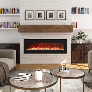 Flame 60 in. Wall-Mounted Thermostat Electric Fireplace with Timer Control