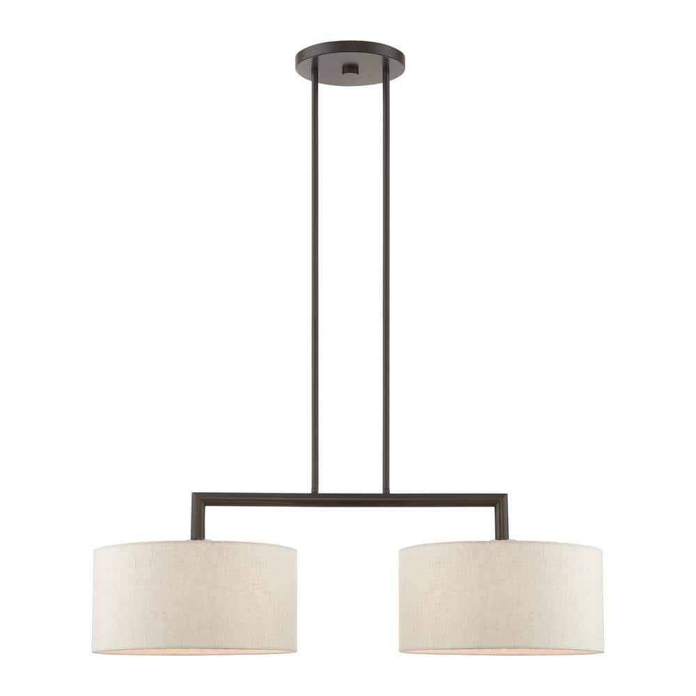 Meridian 2 Light English Bronze Linear Chandelier