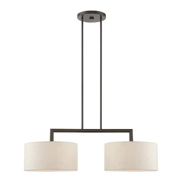 Meridian 2 Light English Bronze Linear Chandelier